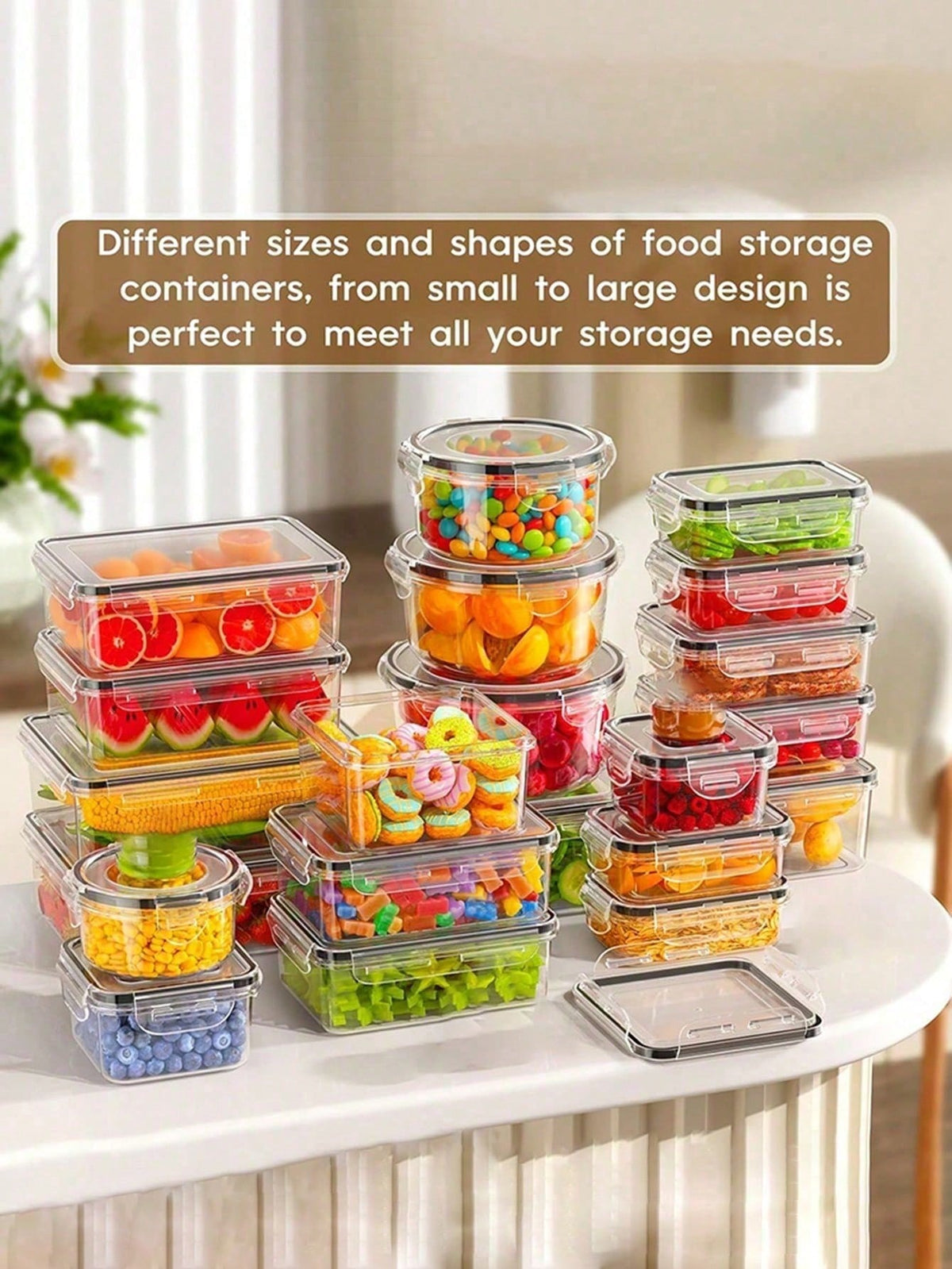 organized refrigerator with food storage containers